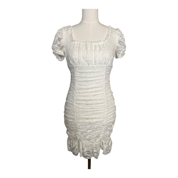 Womens Coquette Cottagecore Dress Girly Romantic B. Darlin 3 / 4 White Lace - Picture 3 of 11